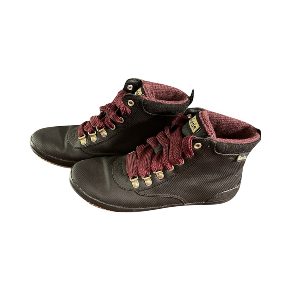 Keds Dark Black High-Tops with Burgundy Laces Women Size 7